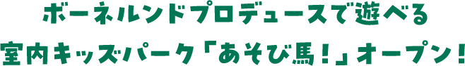 ボーネルンドプロデュースで遊べる室内キッズパーク「あそび馬！」オープン！