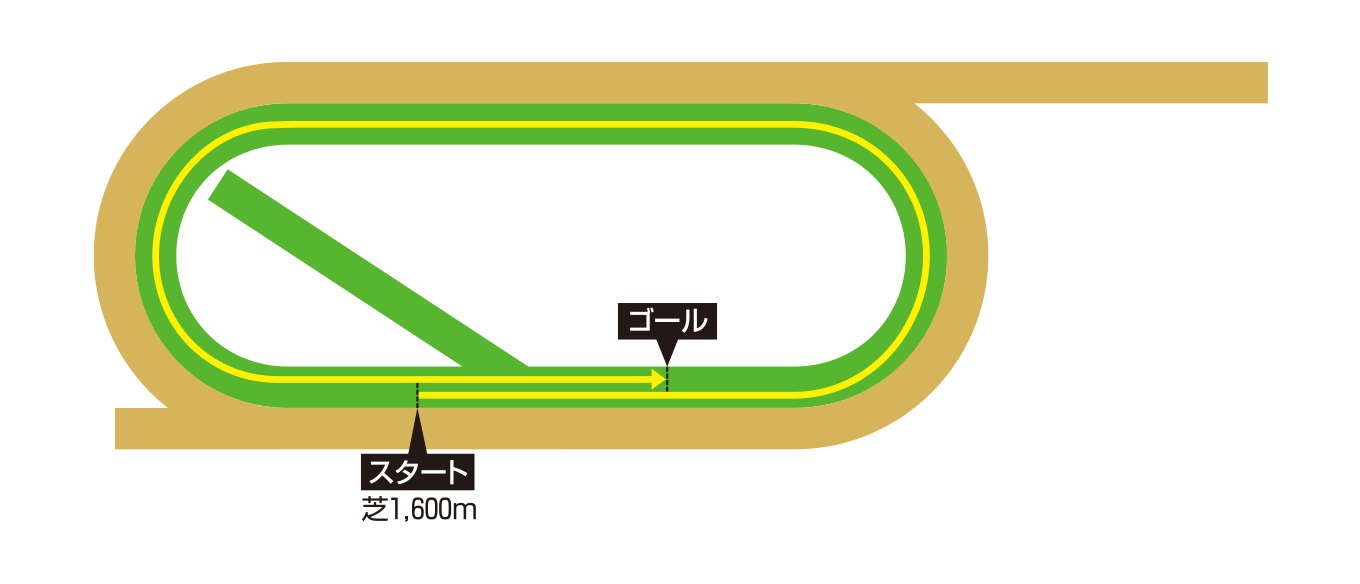 デルマー競馬場 芝1600メートルコース図