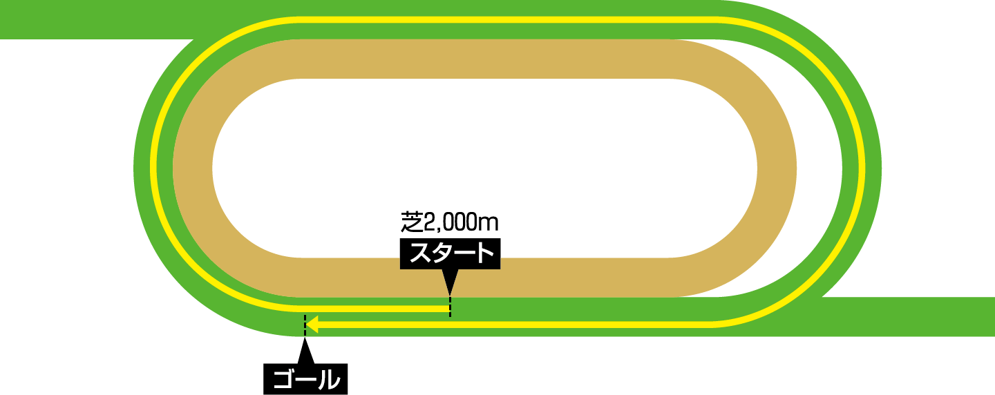 シャティン競馬場 芝2,000メートルのコース図