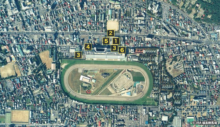 福島競馬場周辺の空撮写真
