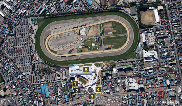 函館競馬場周辺の空撮写真